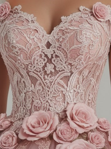 Tiered Rose Chiffon Dress